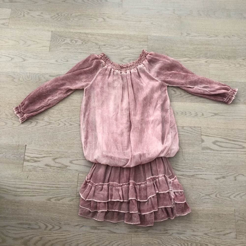 Pink off the shoulder long sleeve dress